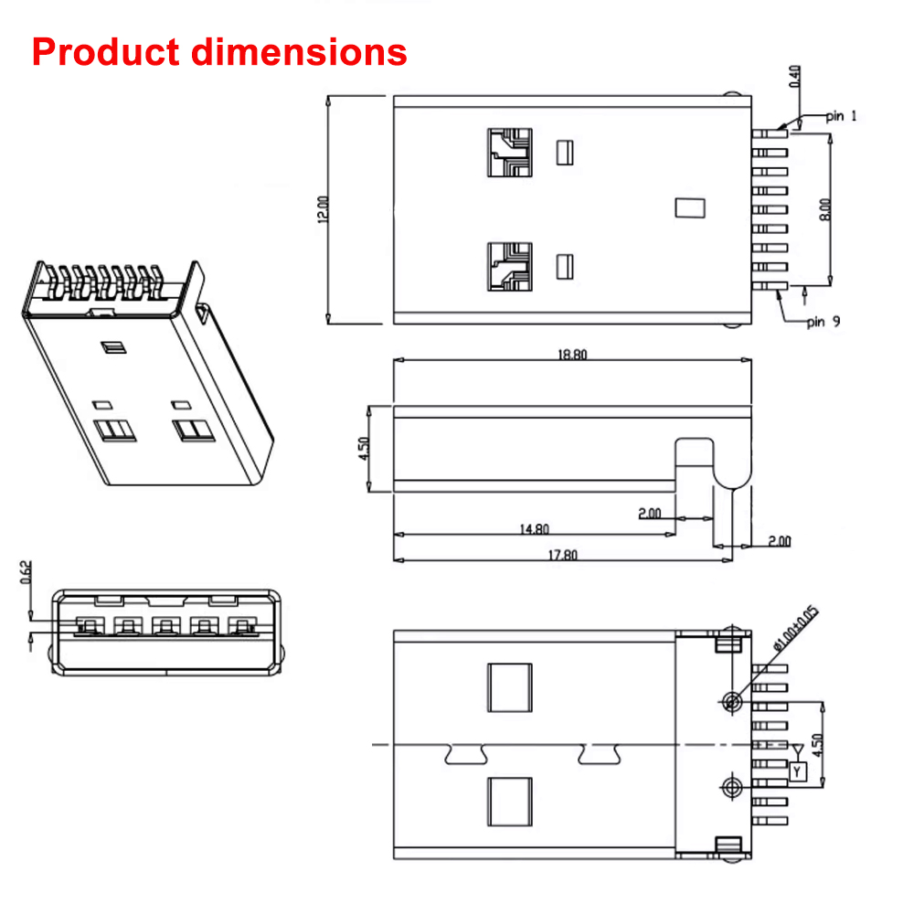 5/10pcs USB 3.0 A Type Male Pl - огляд і ціна Transmission Jack Adapter